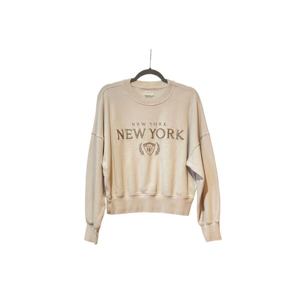 Abercrombie & Fitch tonal embroidery sweater in white Medium - Picture 2 of 7